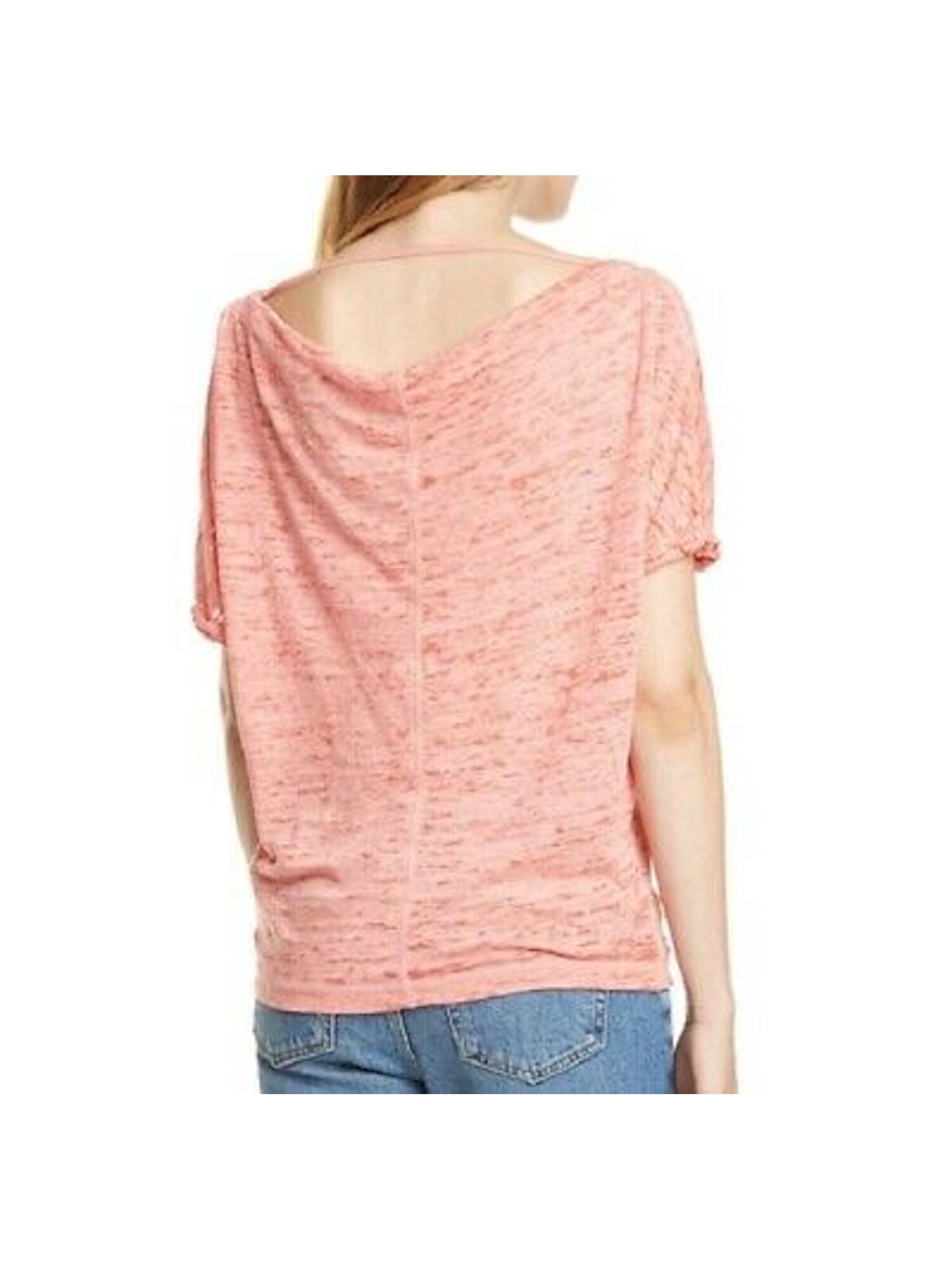 FREE PEOPLE $58 Womens New 0181 Coral Heather T-Shirt Casual Top L B+B | eBay