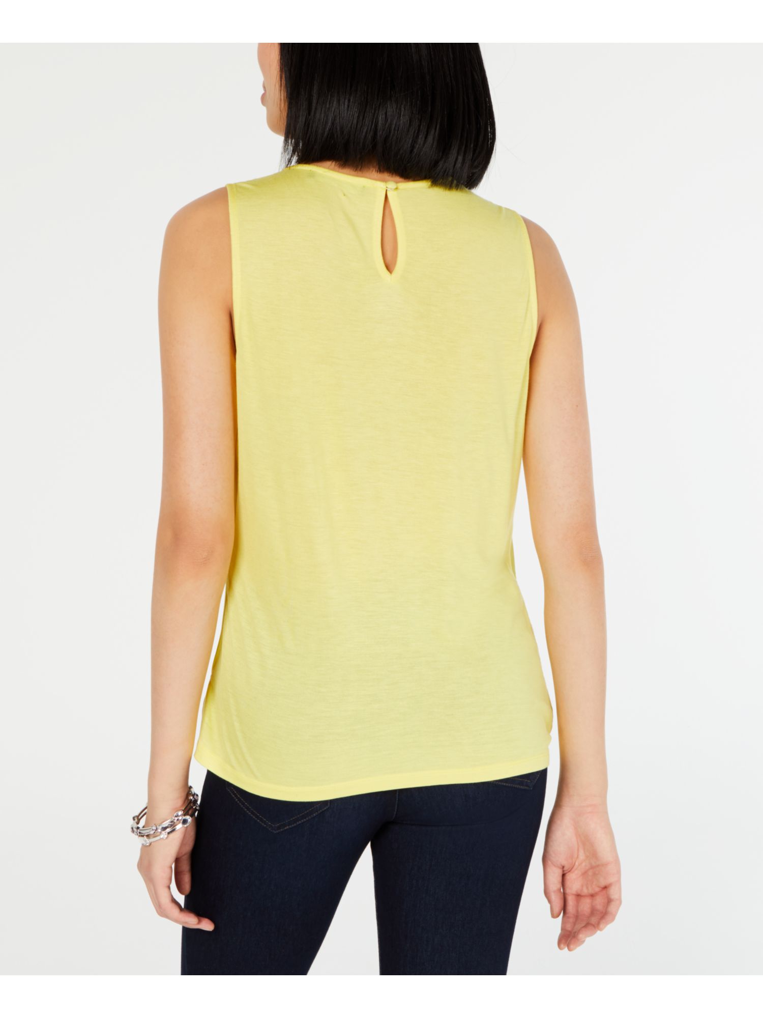 INC 50 Womens New 0155 Yellow Sleeveless Jewel Neck Casual Top M B+B