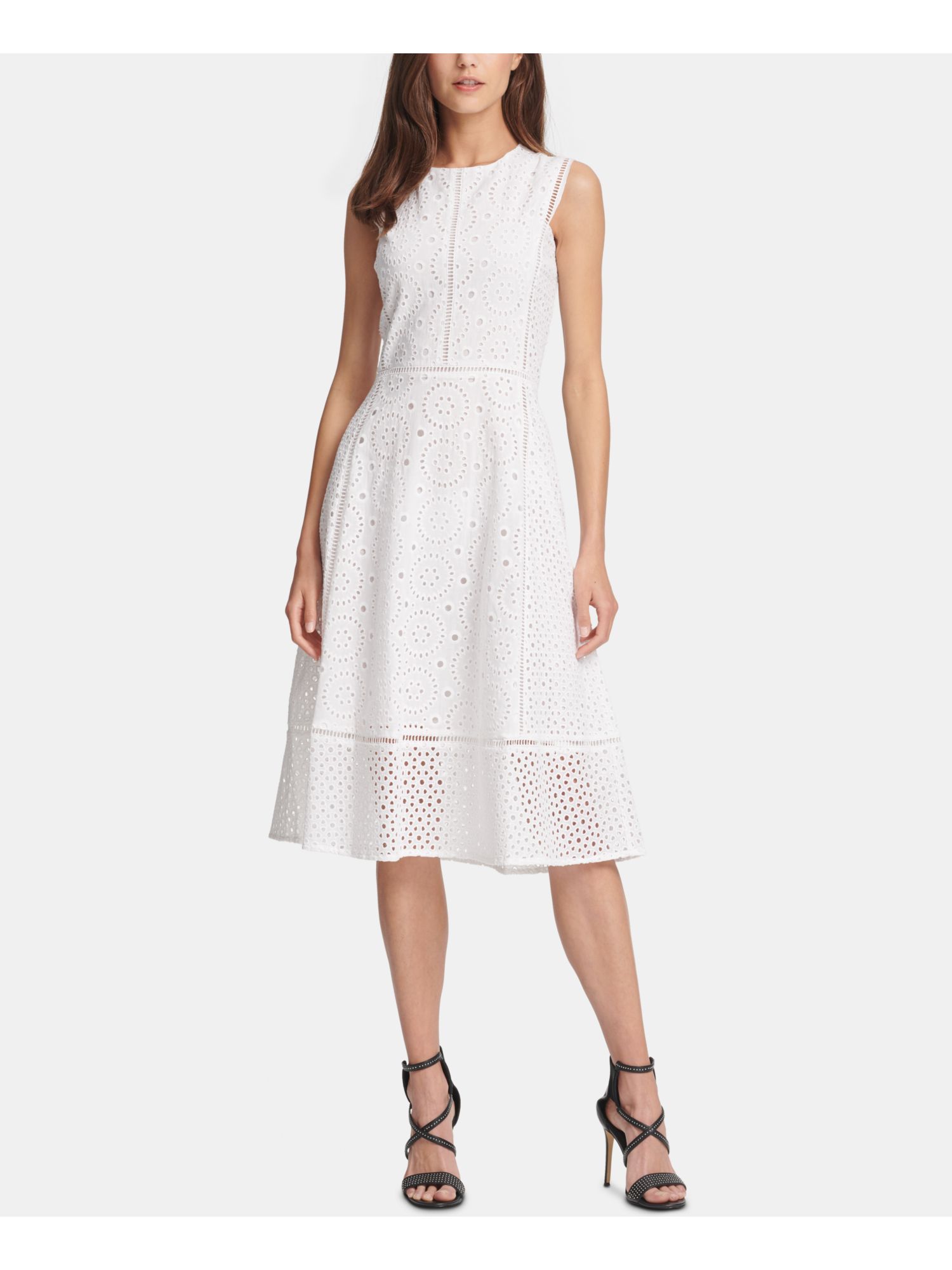 DKNY 129 Womens New 0111 White Printed Shift Casual Dress 14 B+B eBay