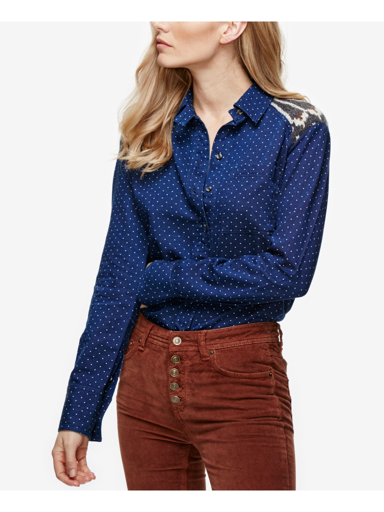 free people polka dot shirt