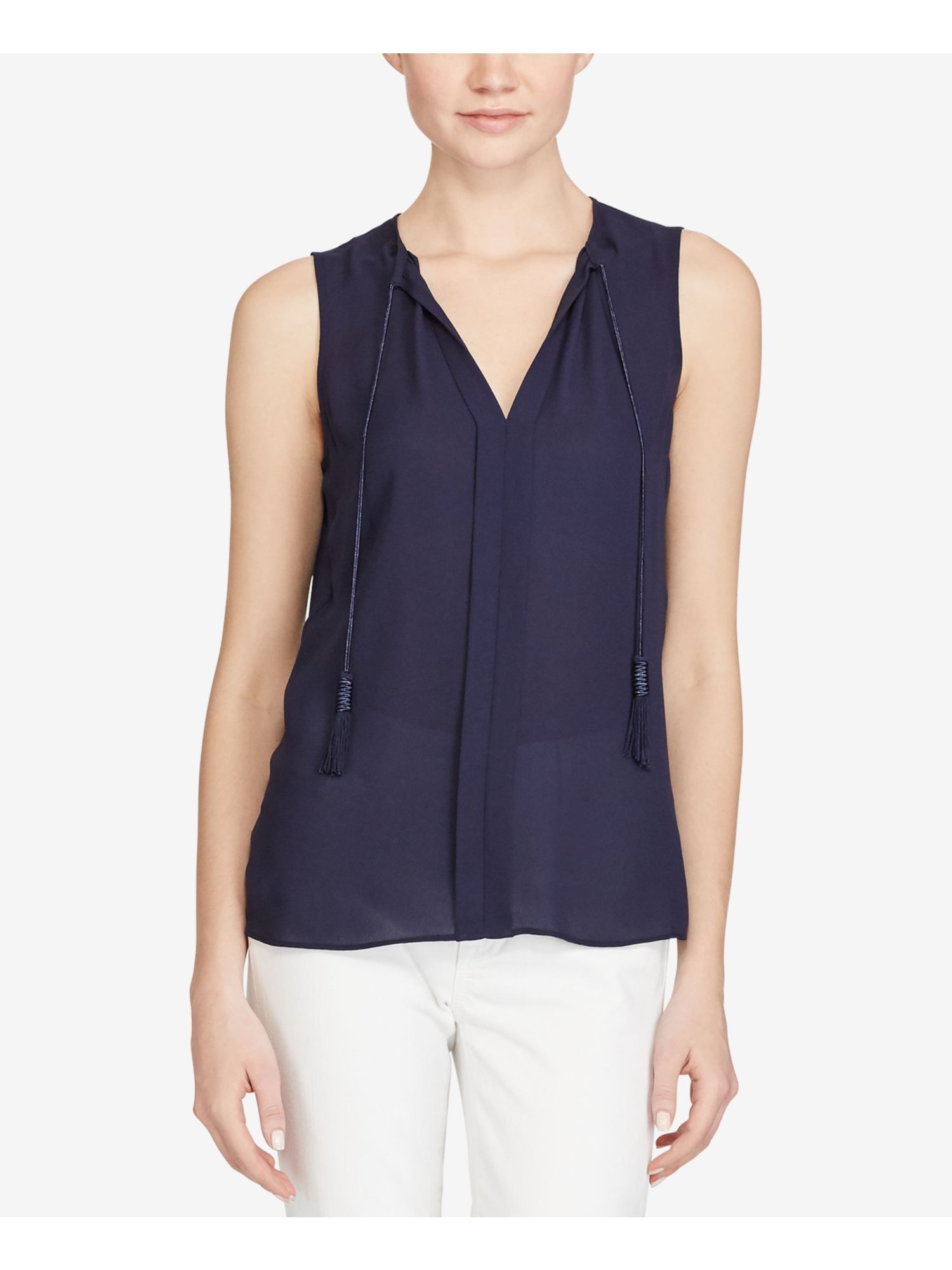 RALPH LAUREN Womens Navy V Neck Sleeveless Casual Top XL 190866502517
