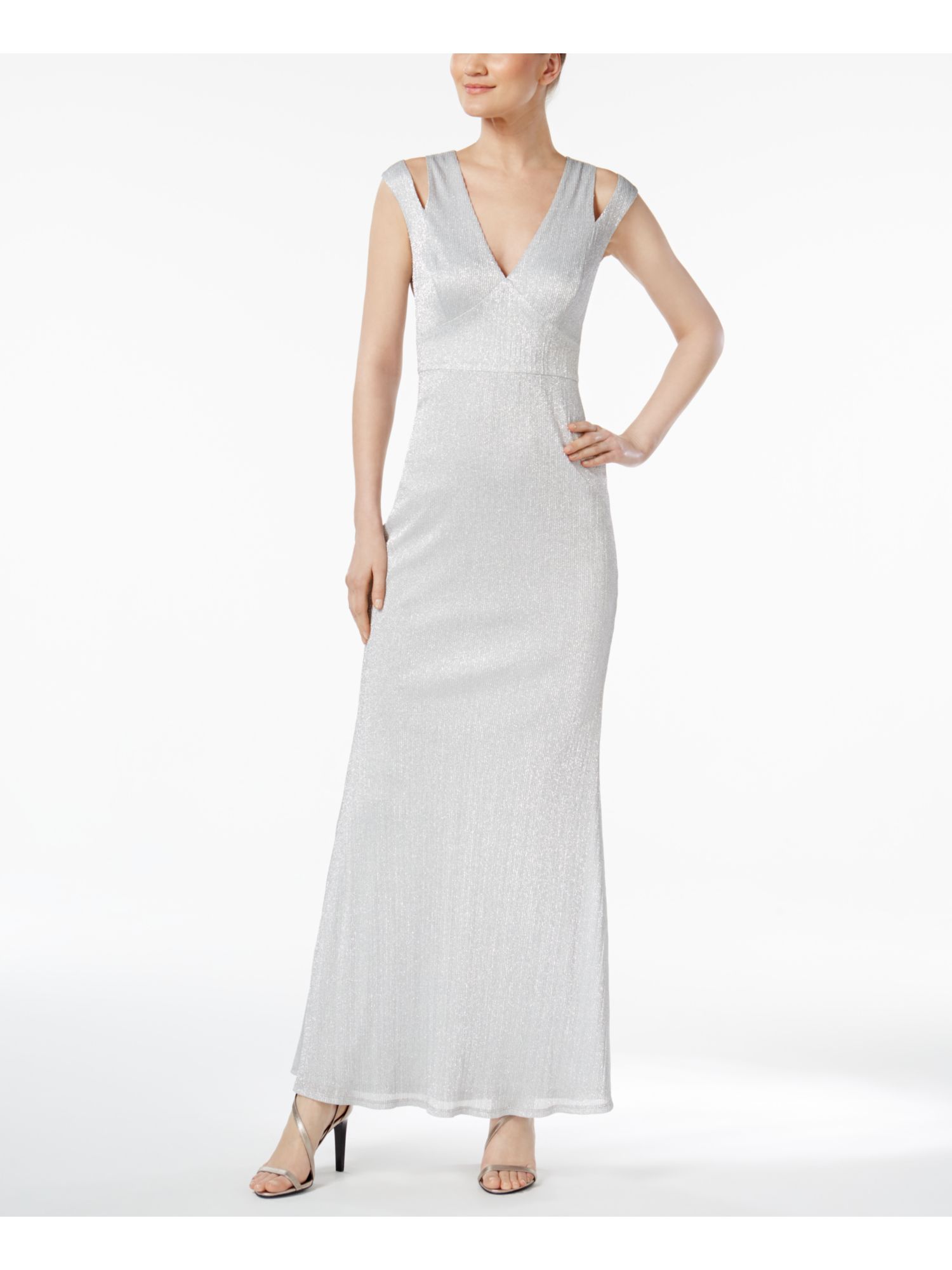 CALVIN KLEIN $199 Womens New 1042 Silver Metallic Sleeveless Sheath Dress 4 B+B | eBay