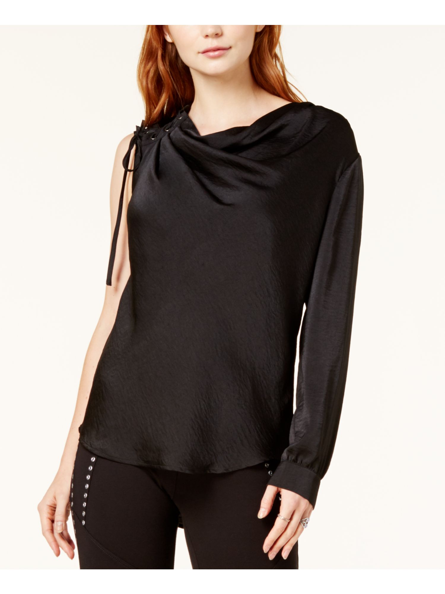 womens black cowl neck top