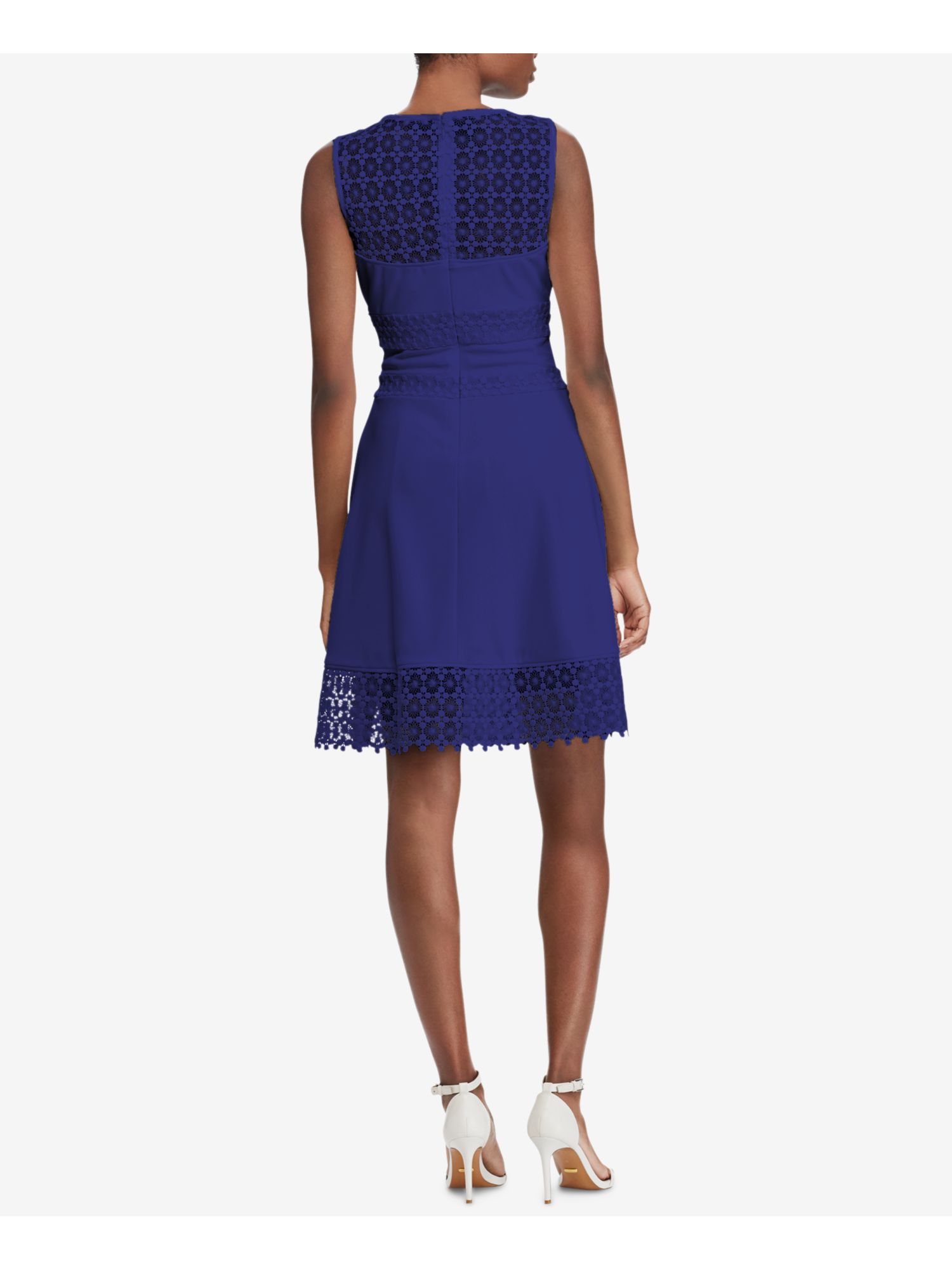 RALPH LAUREN Womens Blue Knee Length Sheath Dress Petites 14P