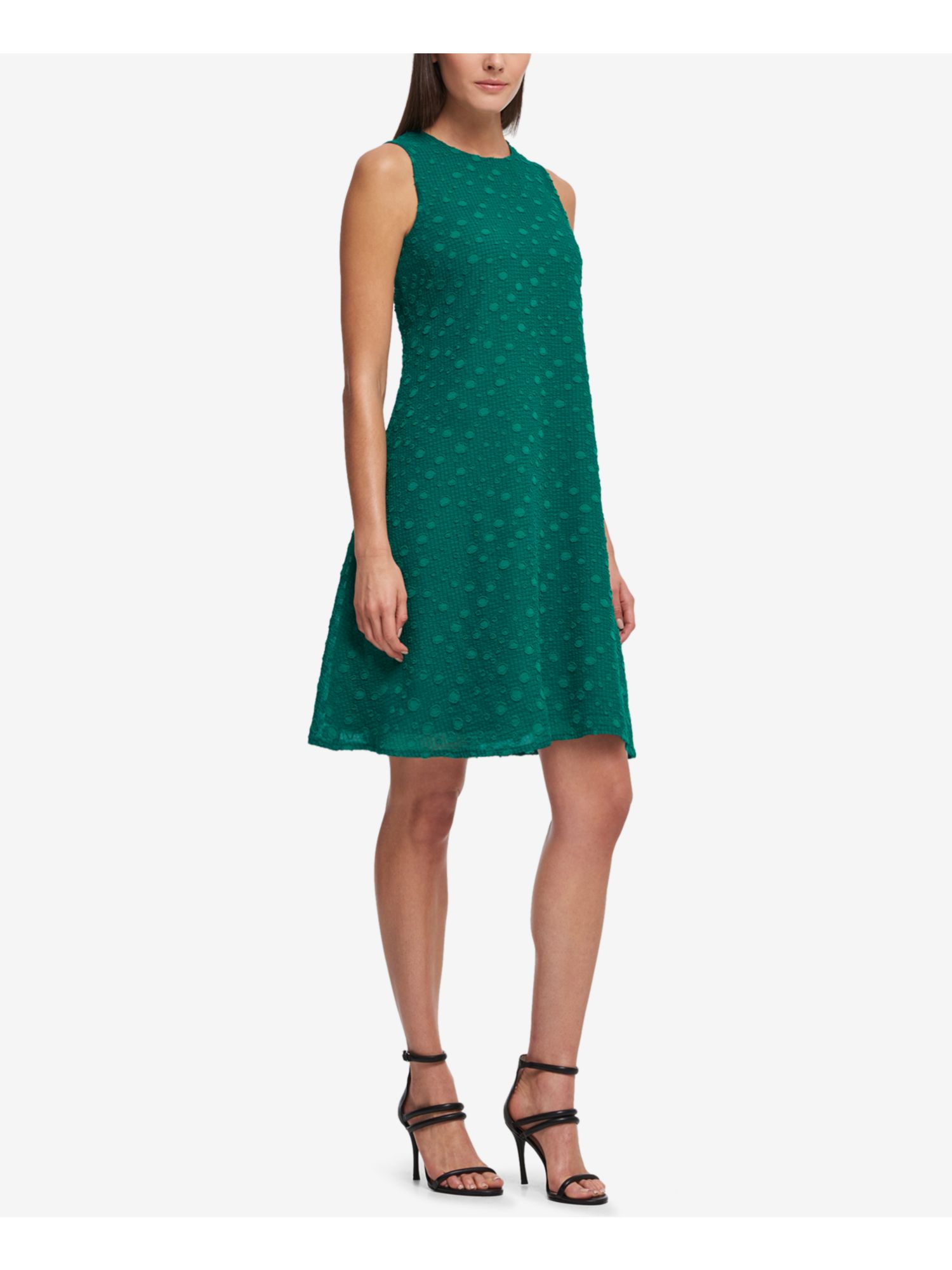 DKNY $129 Womens New 1205 Green Polka Dot Lace Textured Sleeveless Dress 4 B+B | eBay