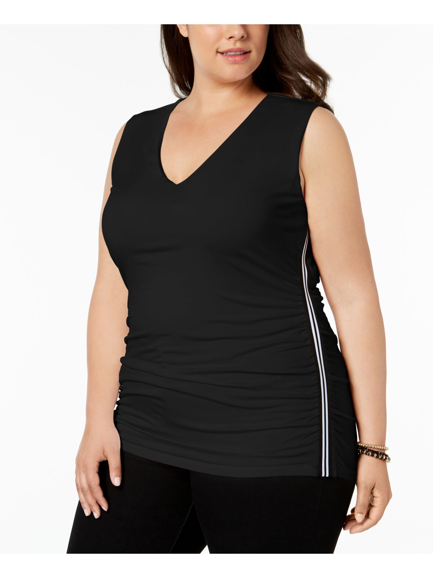 INC Womens Black Side Stripe Tank Sleeveless Top 3X Plus eBay